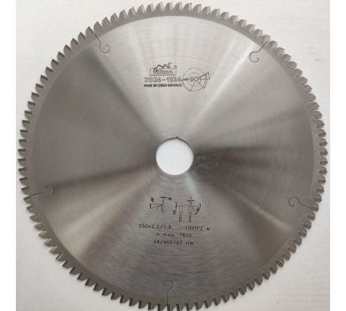 Пильный диск по алюминию, пластику Пильный диск по алюминию 250x2.2/1.8x30 z100  87.1 TFZ N