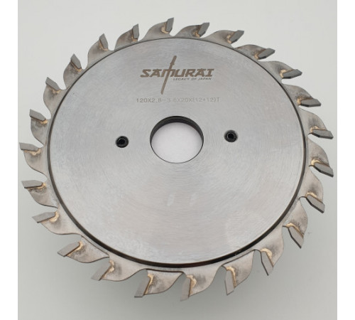 Пильный диск подрезной двухсоставной по ДСП 120x2.8-3.6x20 Z12+12T ST2 RED SAMURAI