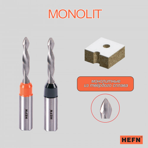 Сверло для сквозных отверстий для присадочного станка MONOLIT HEFN правое D3x70 S10 RH